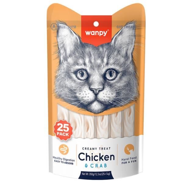 Wanpy Tavuklu ve Yengeçli Sıvı Kedi Ödül Maması 25x14gr