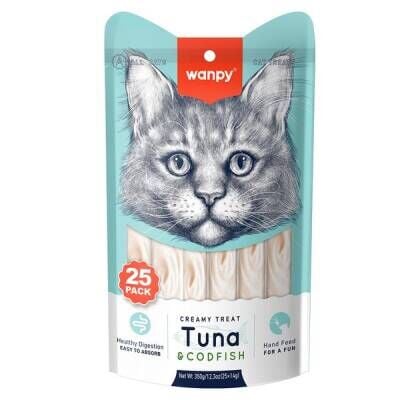 Wanpy Ton & Morina Balıklı Krema Kedi Ödülü 14 gr X 25 Adet