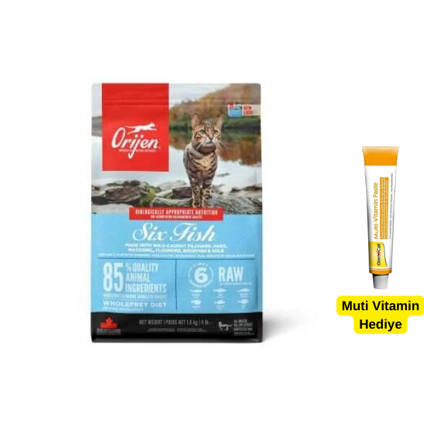 Orijen Cat Six Fish Tahılsız 6 Balıklı Yetişkin Kedi Maması 1,8 kg